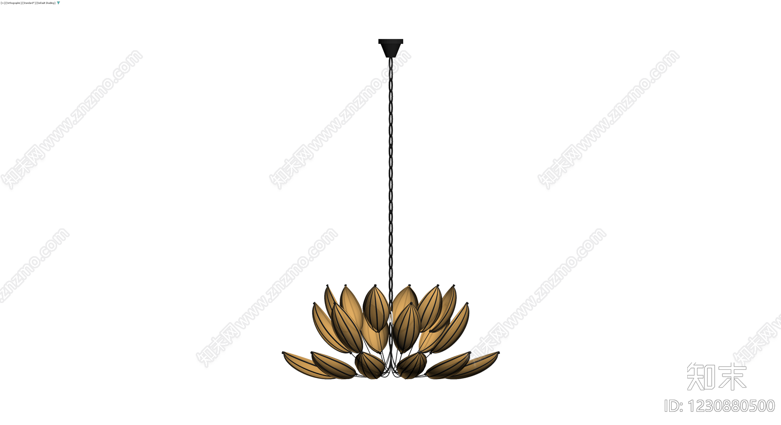 金色花瓣造型吊灯3D模型下载【ID:1230880500】