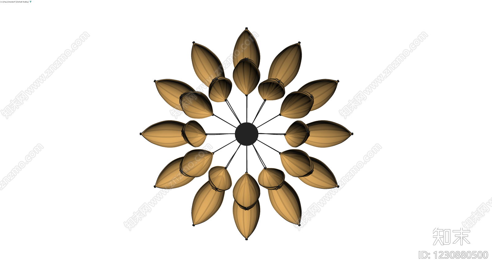 金色花瓣造型吊灯3D模型下载【ID:1230880500】