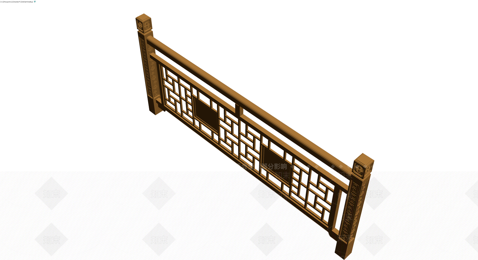 中式木质镂空栏杆组件3D模型下载【ID:1229875184】