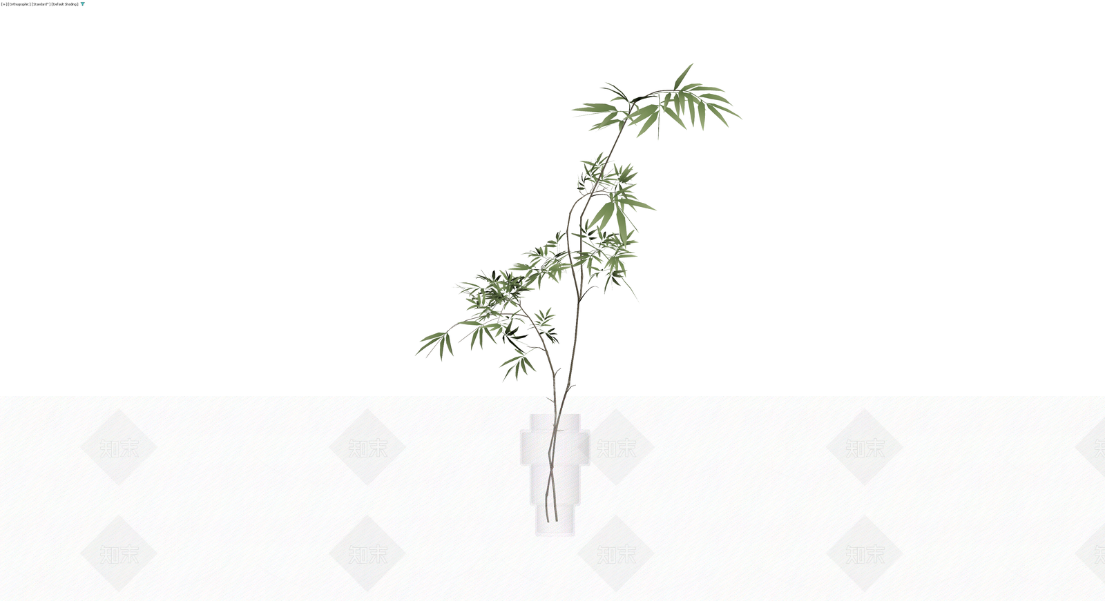 白瓷花瓶配绿植3D模型下载【ID:1230792167】