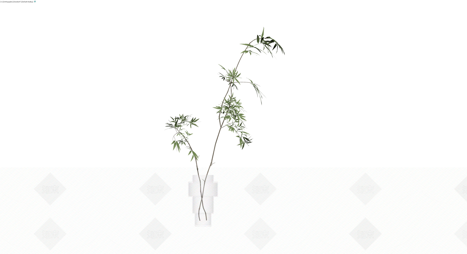 白瓷花瓶配绿植3D模型下载【ID:1230792167】