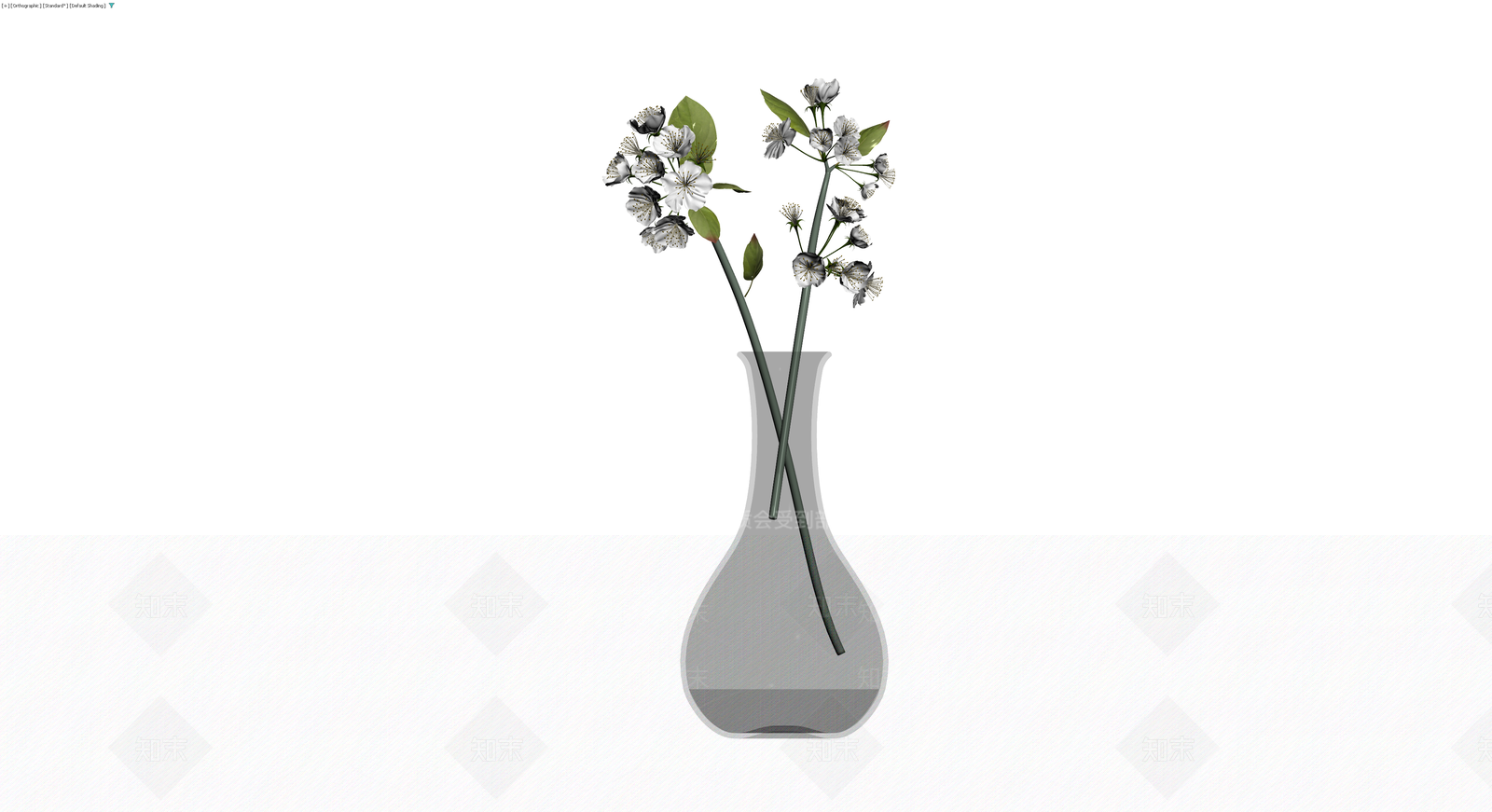 花瓶插白花盆栽3D模型下载【ID:1230578676】