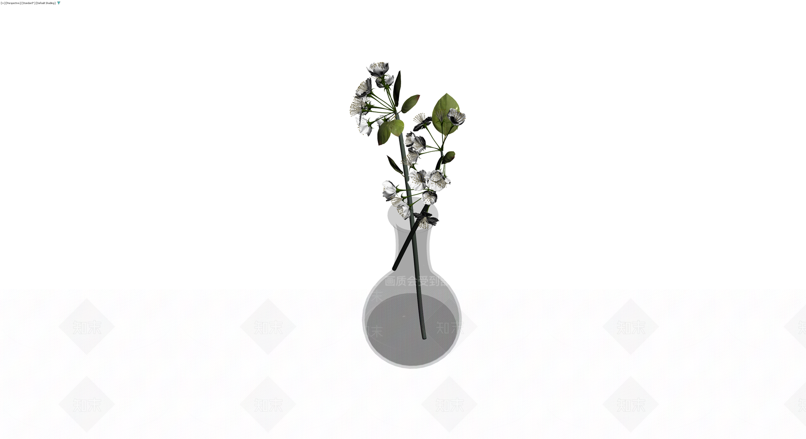 花瓶插白花盆栽3D模型下载【ID:1230578676】