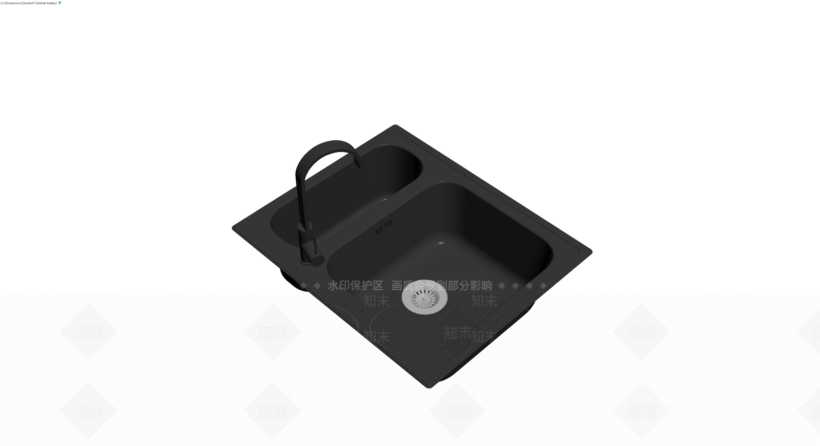 黑色双槽水槽配龙头3D模型下载【ID:1230106373】