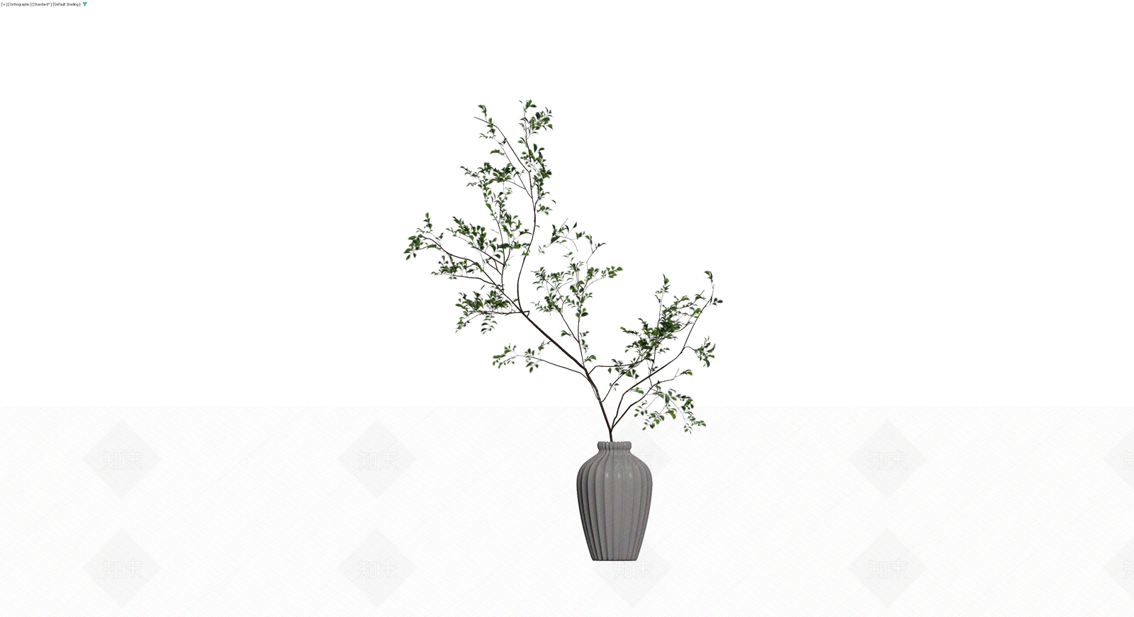 灰色纹理花瓶绿植3D模型下载【ID:1230425807】