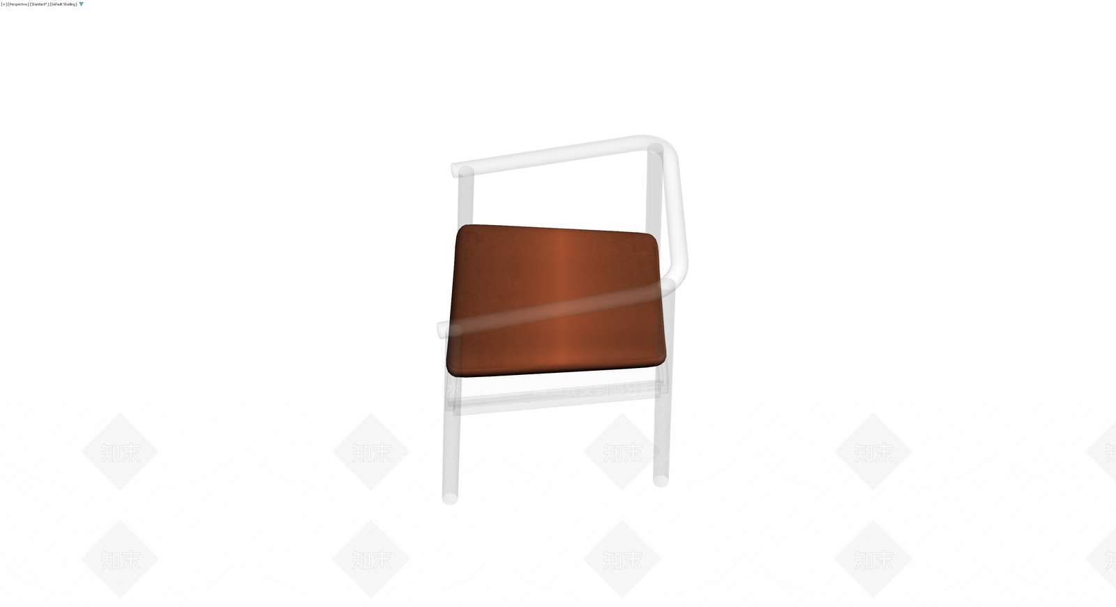 白色框架棕色座面椅子3D模型下载【ID:1230123989】