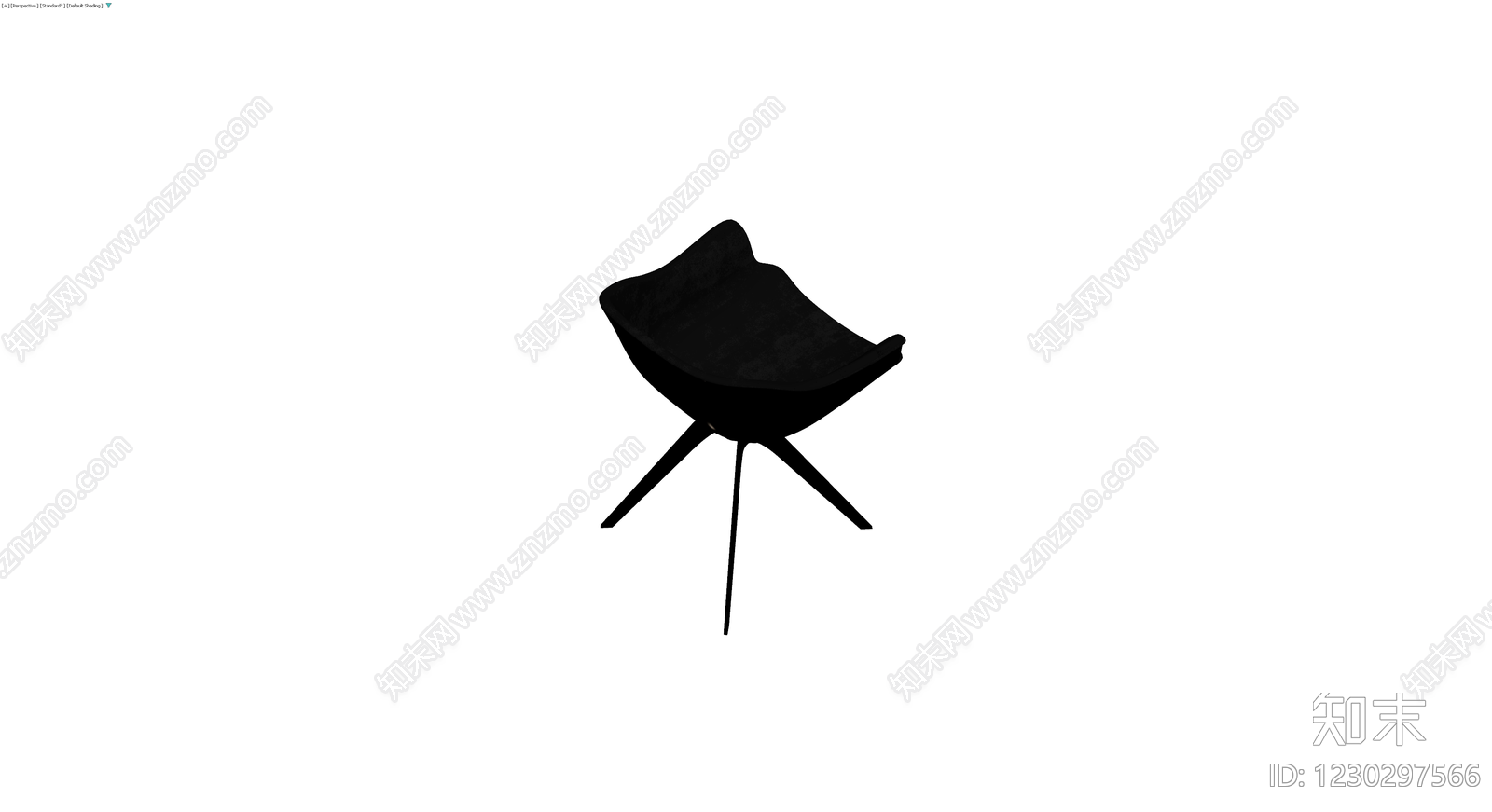 黑色三脚椅（灰模）3D模型下载【ID:1230297566】