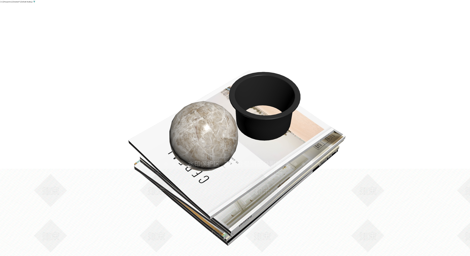 书籍与装饰摆件组合3D模型下载【ID:1229928521】