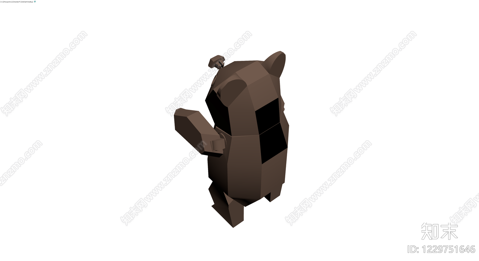 低多边形棕色熊雕塑3D模型下载【ID:1229751646】