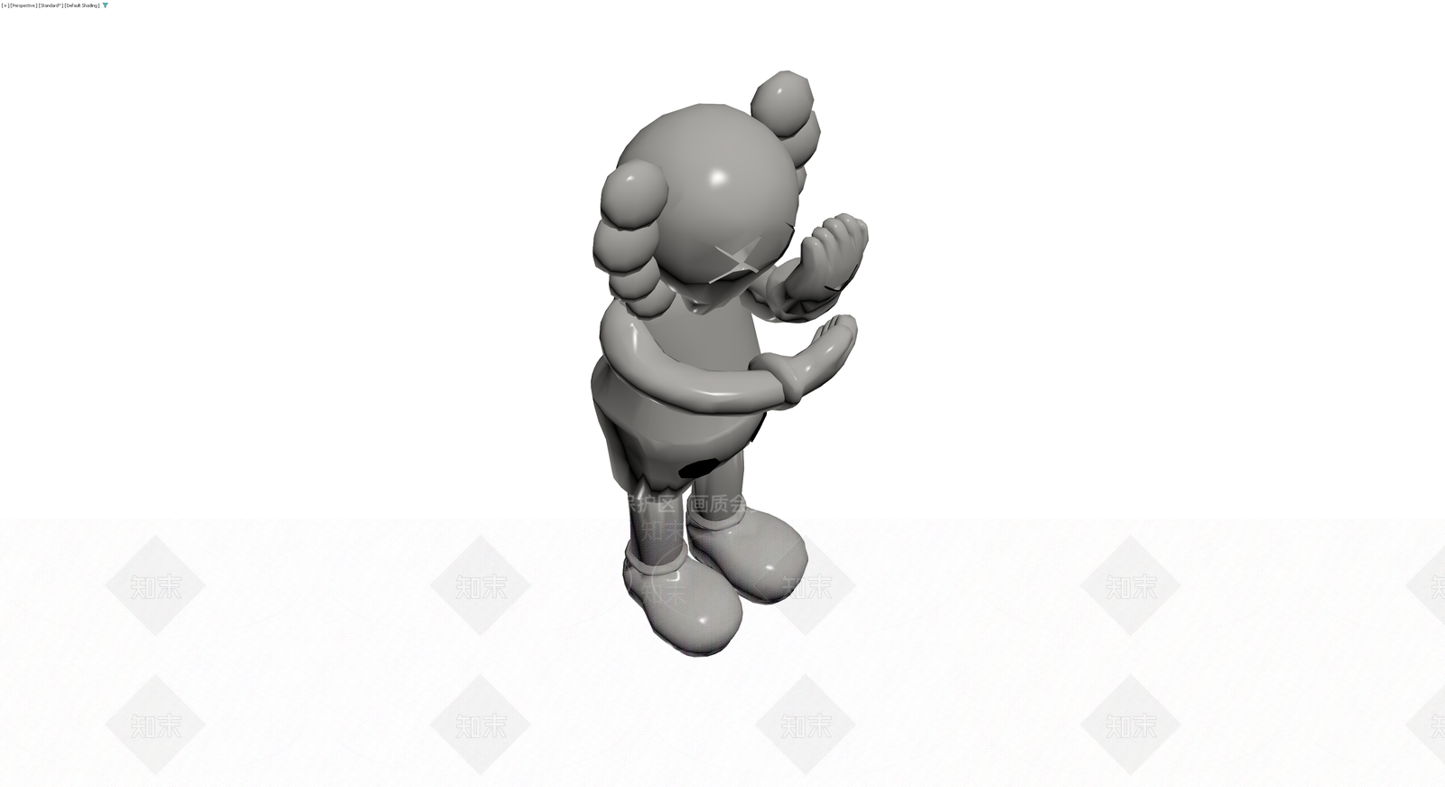 KAWS风格灰模雕塑3D模型下载【ID:1230580780】