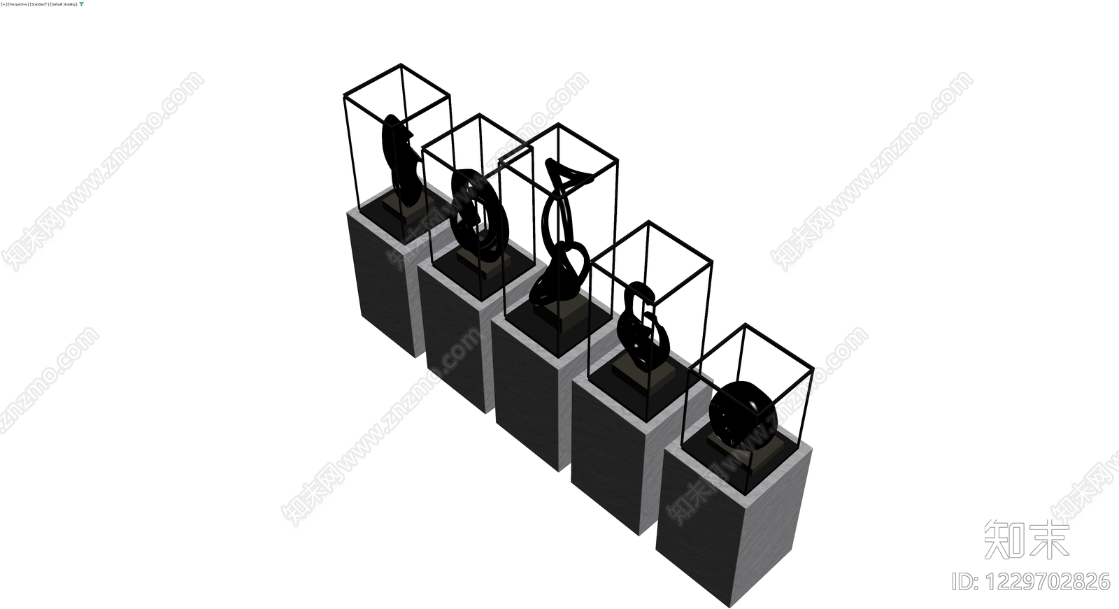 雕塑陈列组合展示柜3D模型下载【ID:1229702826】