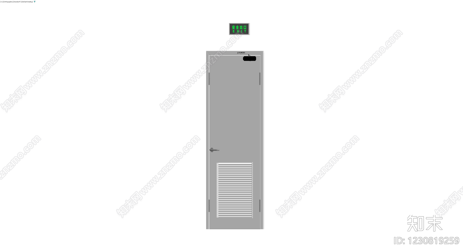 灰色防火门带出口牌3D模型下载【ID:1230819259】