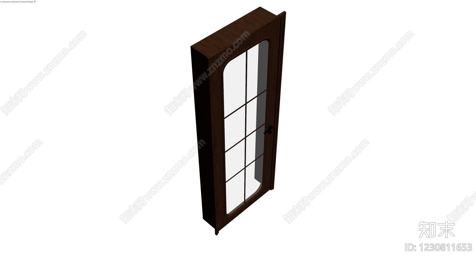 深色木纹玻璃门组件3D模型下载【ID:1230811653】