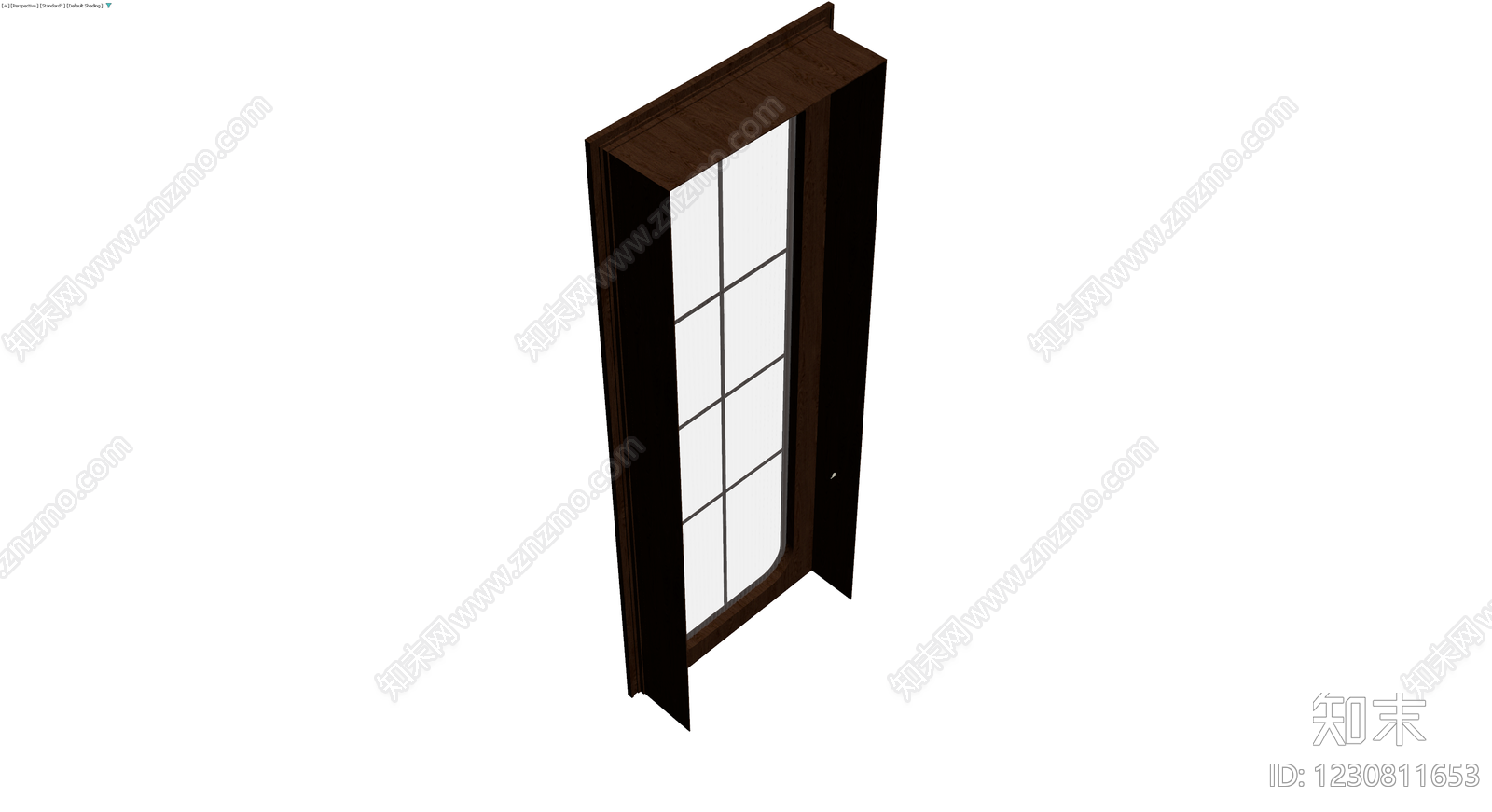 深色木纹玻璃门组件3D模型下载【ID:1230811653】