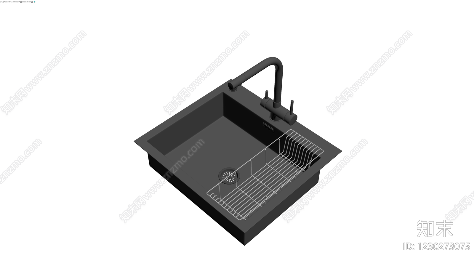 黑色哑光水槽龙头套装3D模型下载【ID:1230273075】