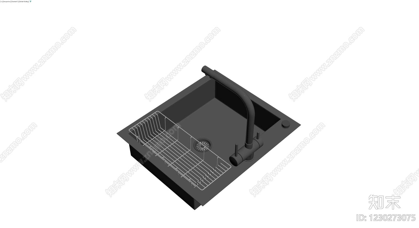 黑色哑光水槽龙头套装3D模型下载【ID:1230273075】
