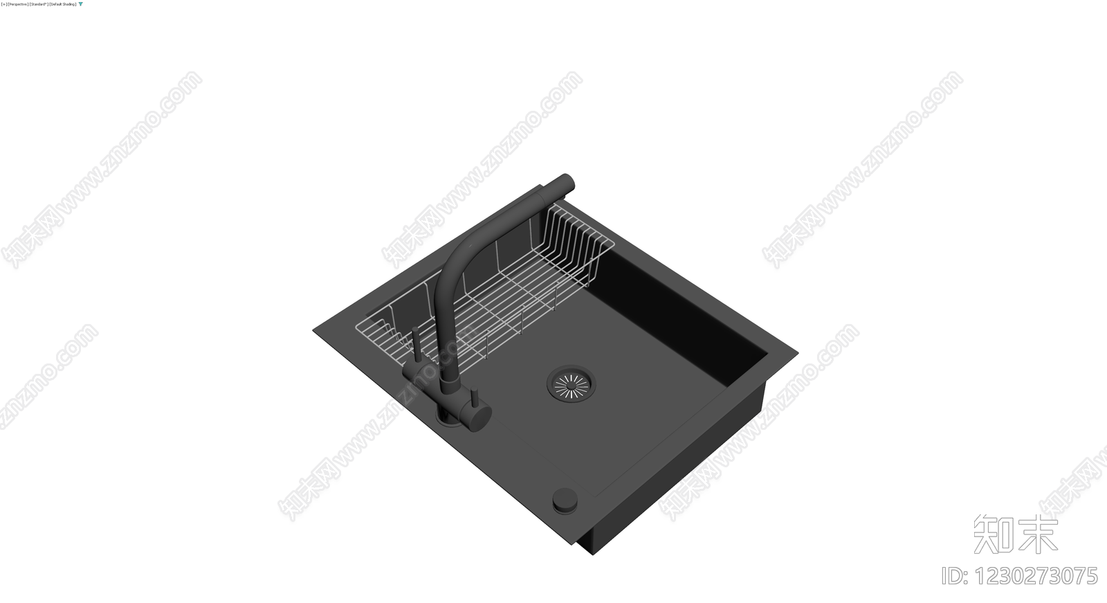 黑色哑光水槽龙头套装3D模型下载【ID:1230273075】
