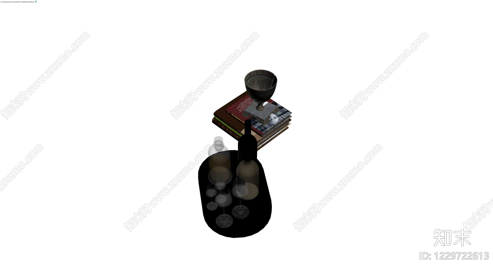 书籍与器皿组合模型3D模型下载【ID:1229722613】