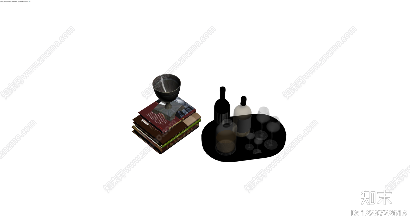 书籍与器皿组合模型3D模型下载【ID:1229722613】