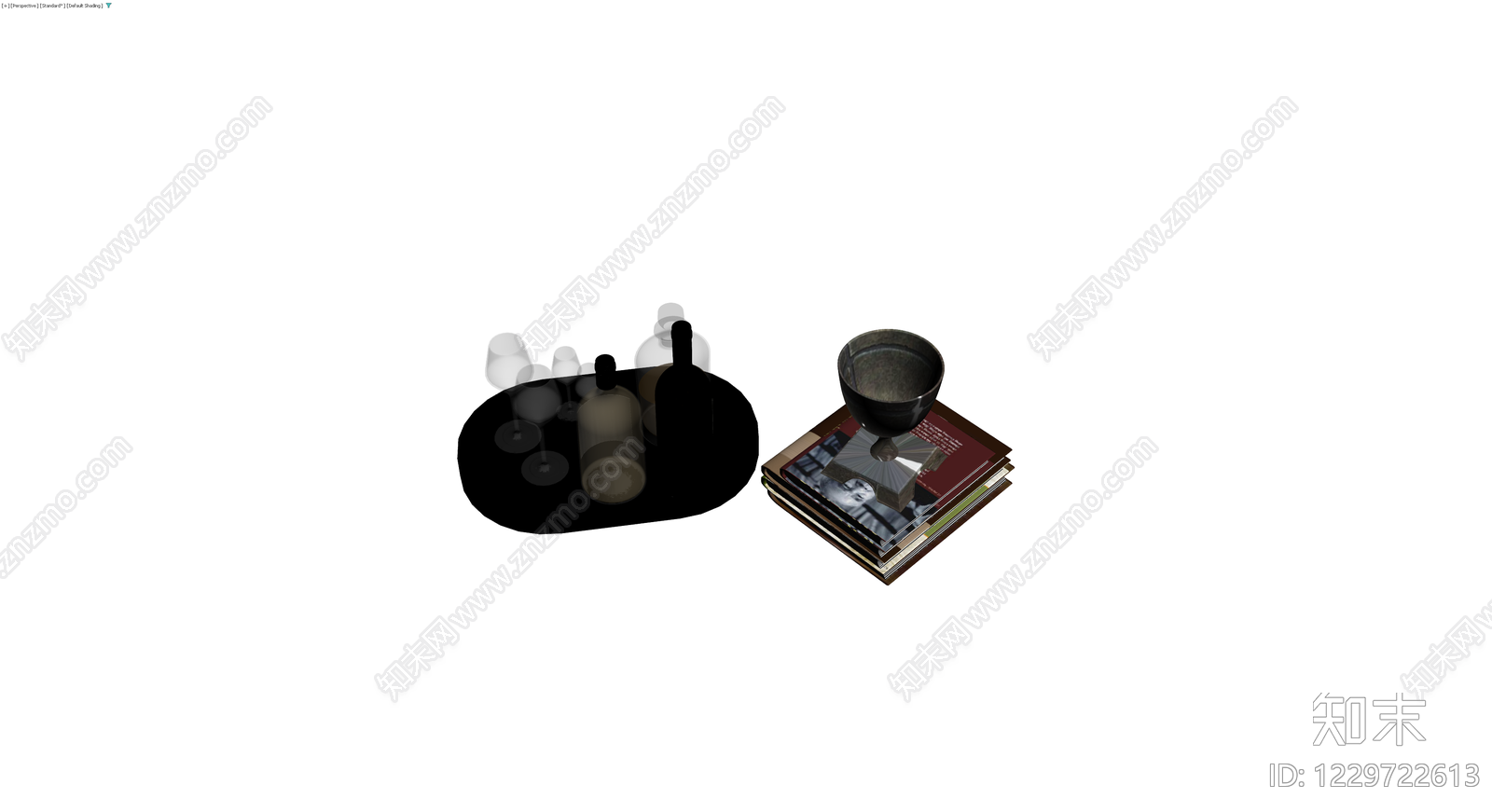 书籍与器皿组合模型3D模型下载【ID:1229722613】
