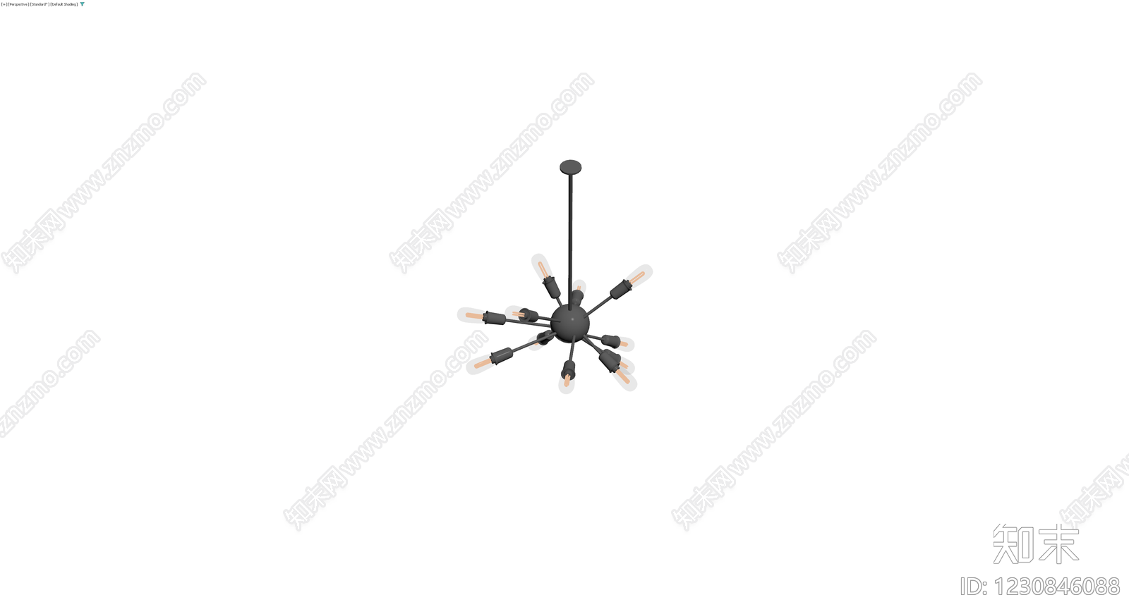 黑色多头吊灯模型3D模型下载【ID:1230846088】