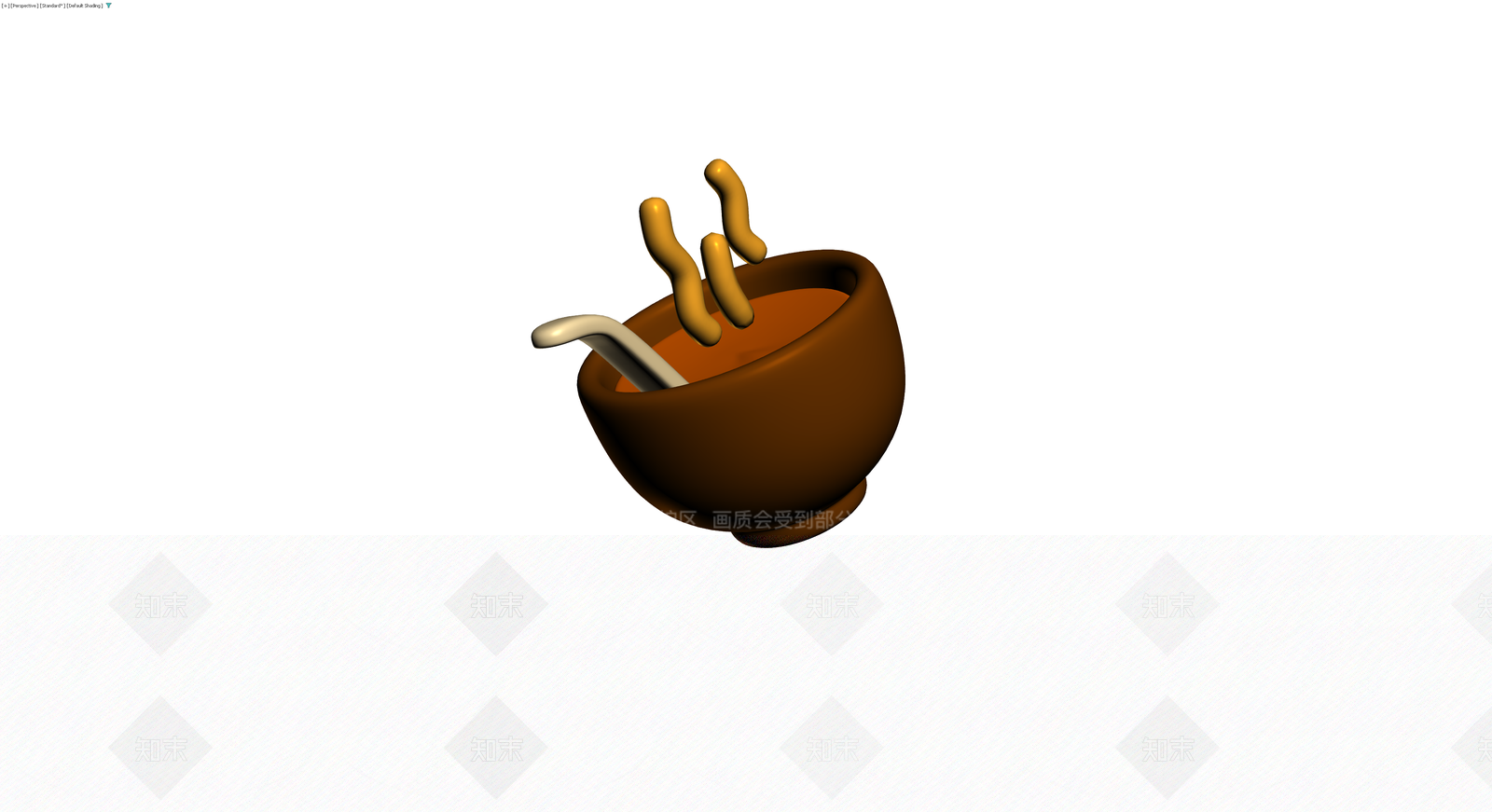 陶碗盛装面条与勺子3D模型下载【ID:1230730332】