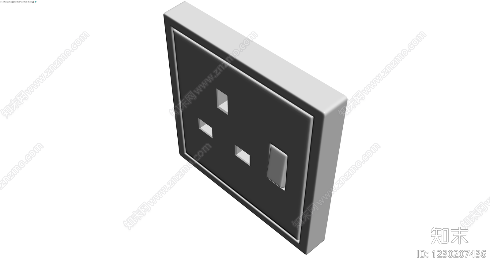 带开关三孔插座灰模3D模型下载【ID:1230207436】