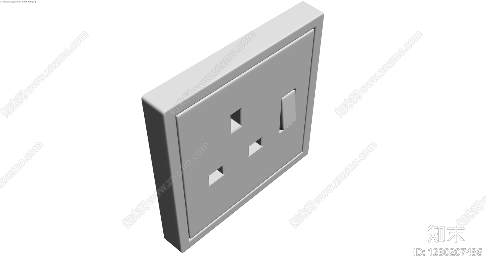 带开关三孔插座灰模3D模型下载【ID:1230207436】