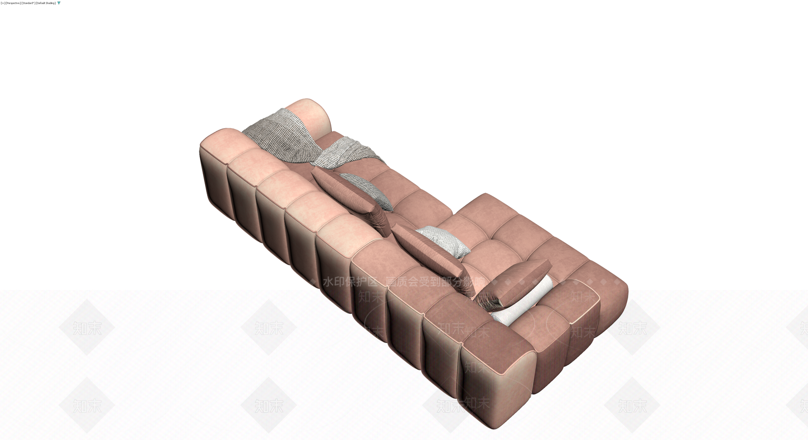 粉色模块化布艺沙发组合3D模型下载【ID:1230143929】