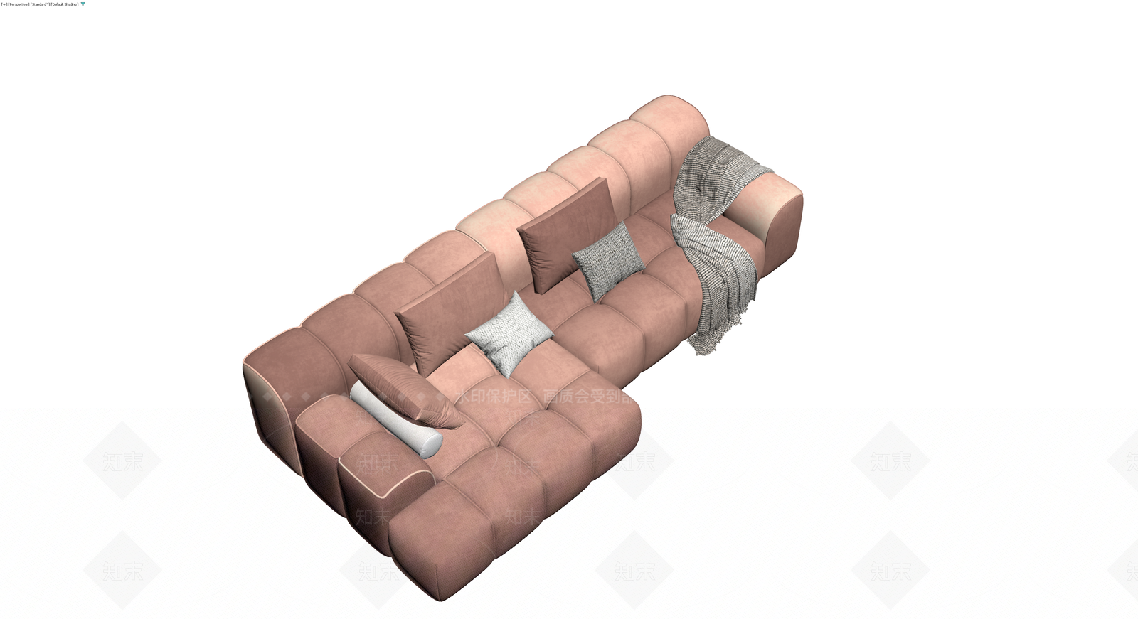 粉色模块化布艺沙发组合3D模型下载【ID:1230143929】