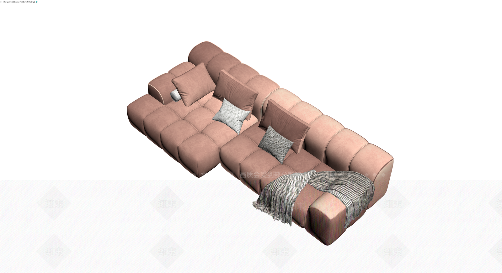 粉色模块化布艺沙发组合3D模型下载【ID:1230143929】