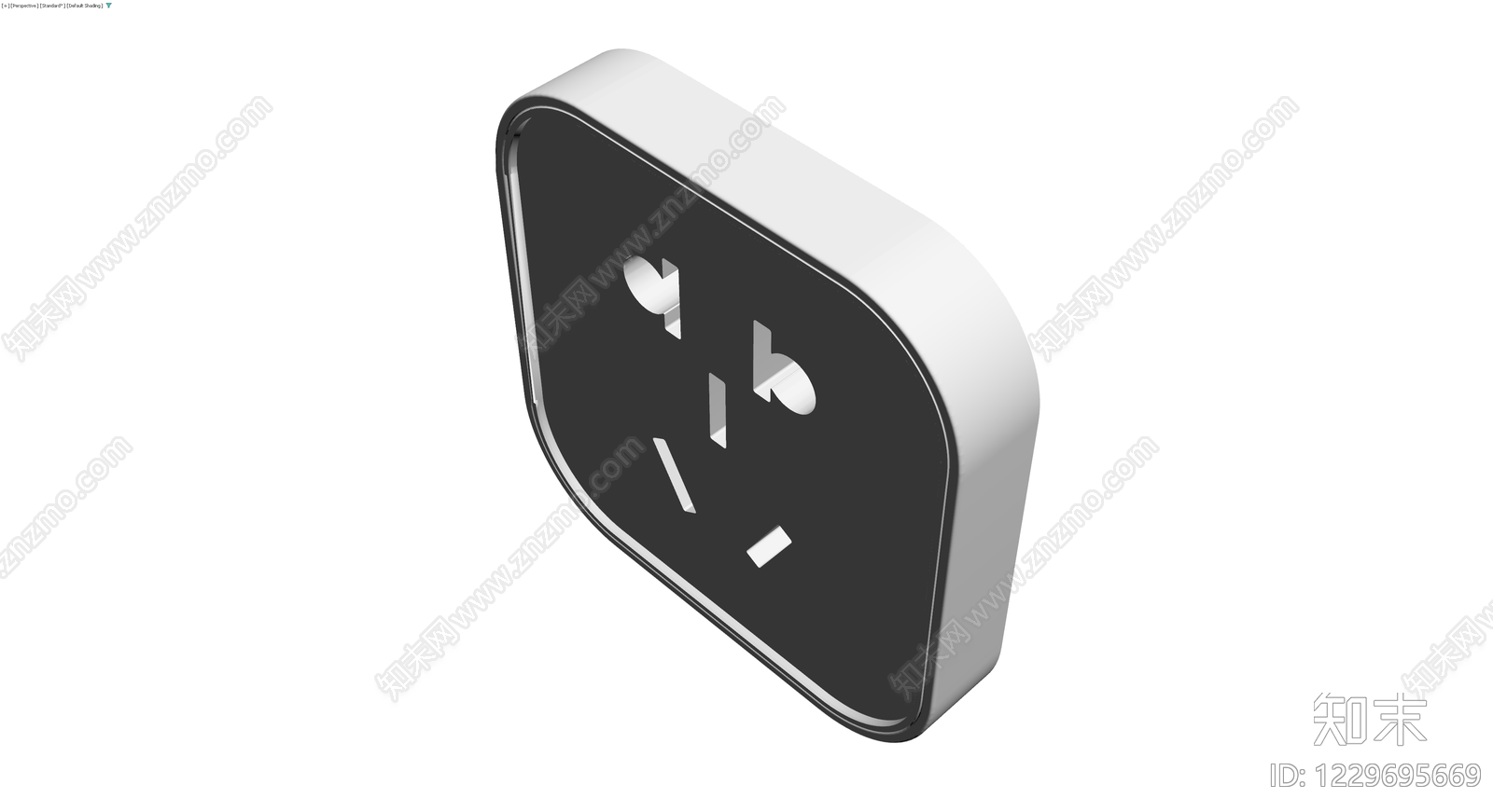 白色三孔电源插座3D模型下载【ID:1229695669】