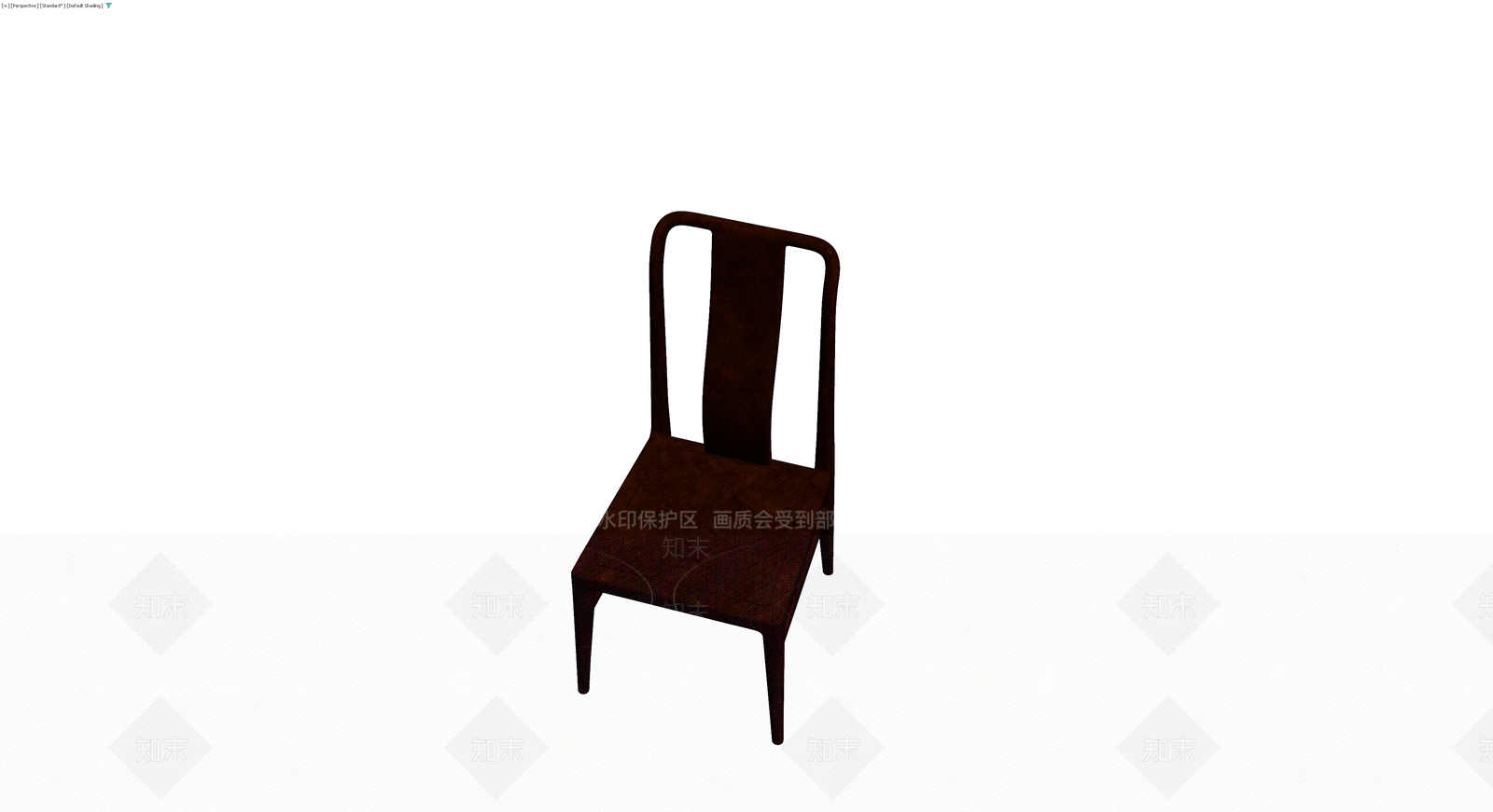 深色木质靠背椅3D模型下载【ID:1230362797】