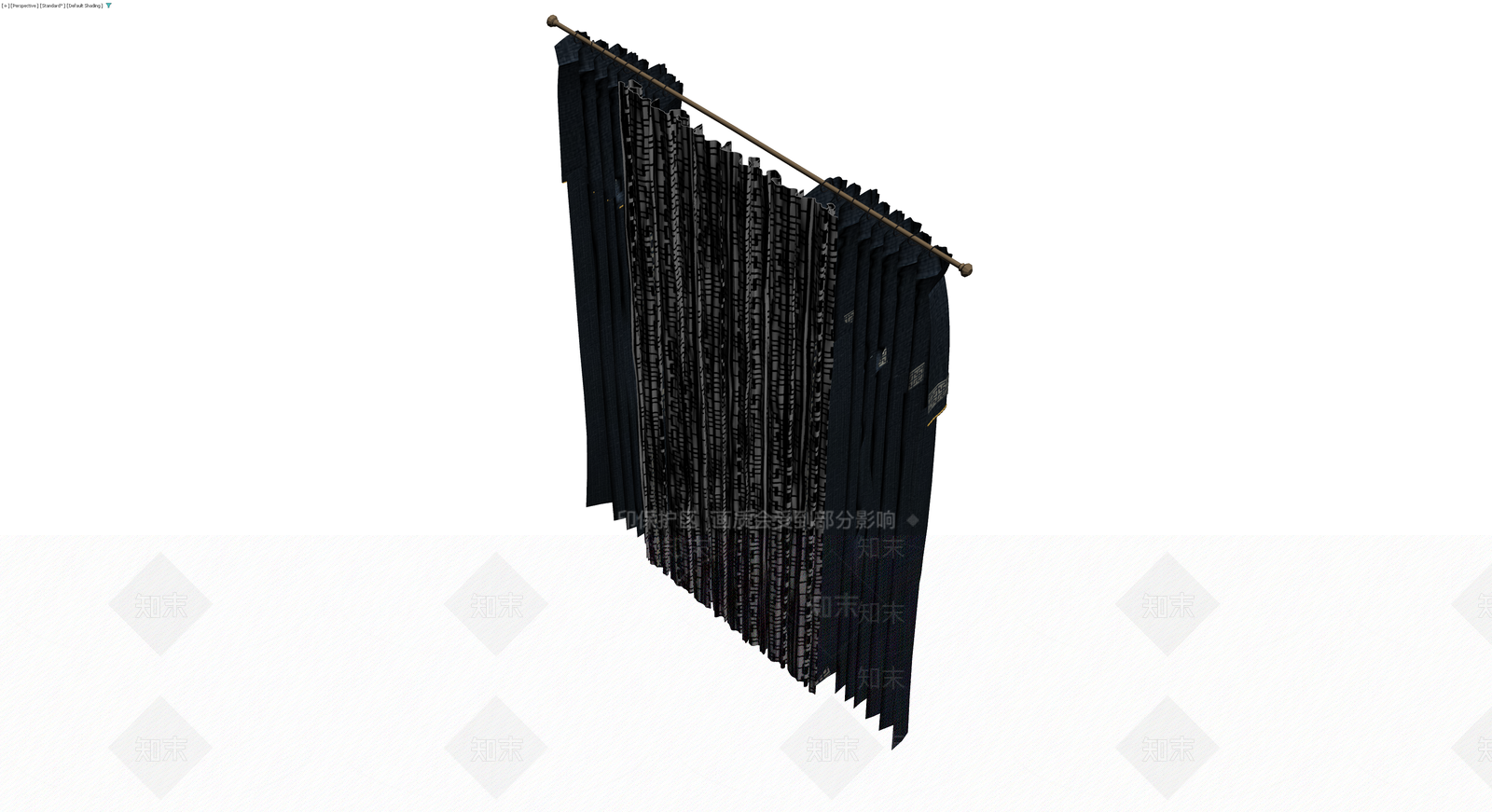 深蓝几何图案窗帘组合3D模型下载【ID:1230116798】