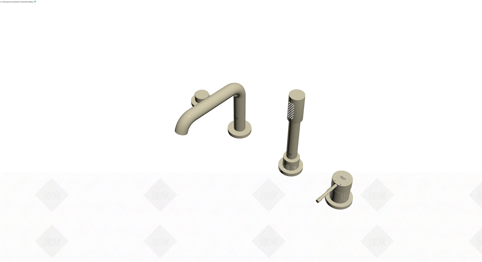 四件套卫浴龙头组件3D模型下载【ID:1229690656】