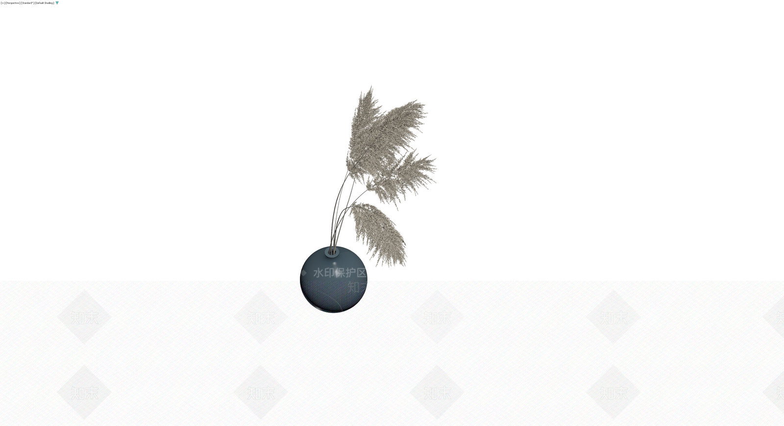 球形花瓶配芦苇3D模型下载【ID:1230008674】