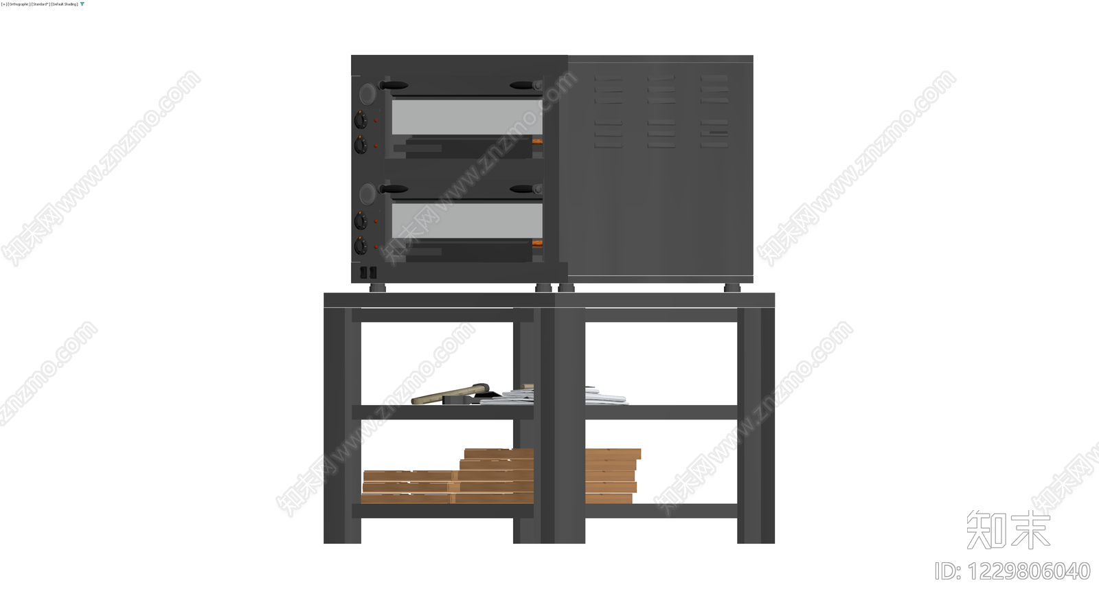 商用披萨烤箱及置物架组合3D模型下载【ID:1229806040】