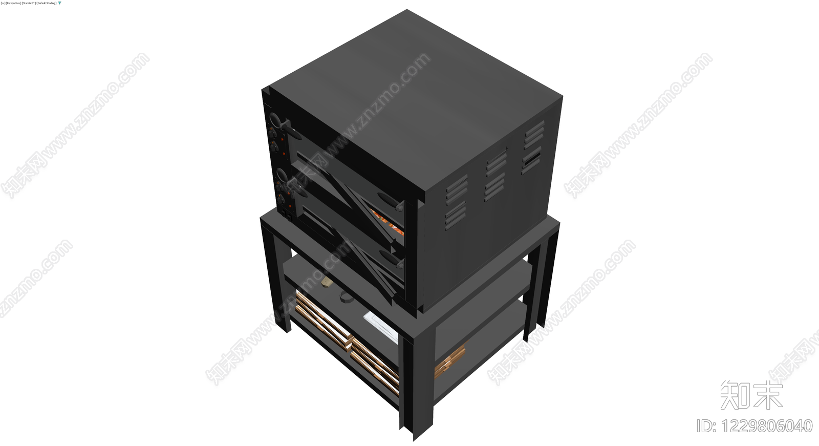 商用披萨烤箱及置物架组合3D模型下载【ID:1229806040】