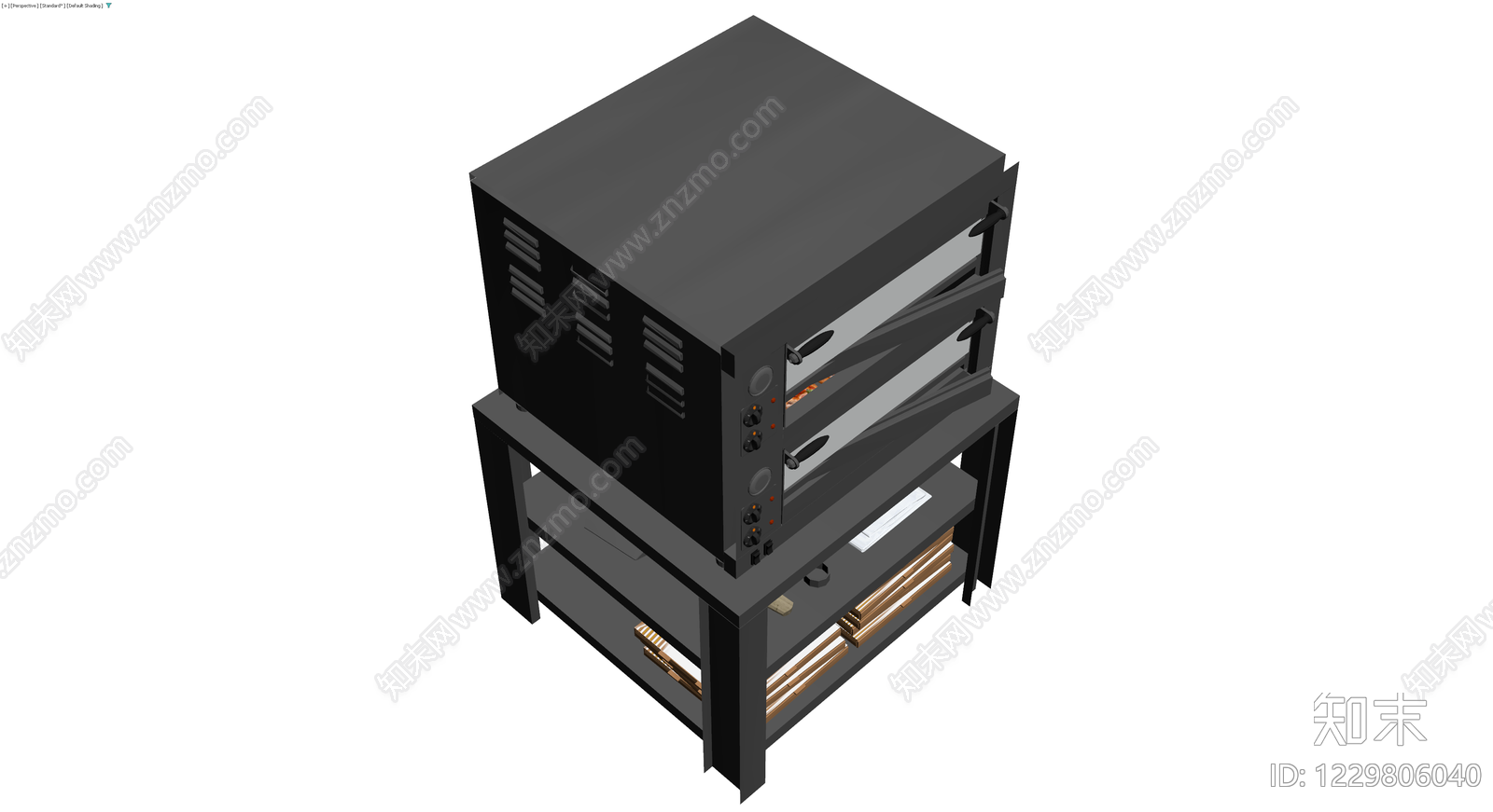 商用披萨烤箱及置物架组合3D模型下载【ID:1229806040】