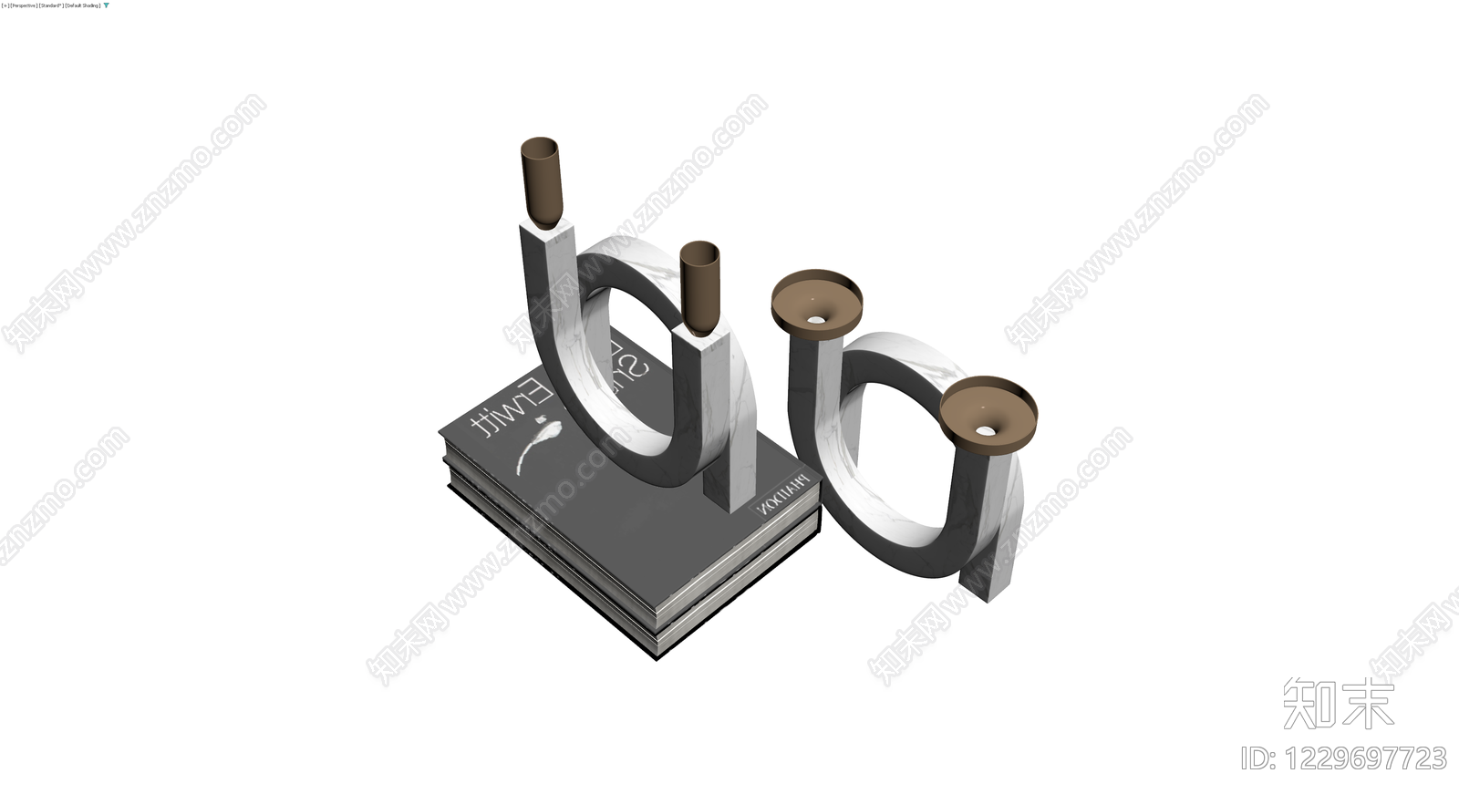 大理石烛台书籍组合3D模型下载【ID:1229697723】