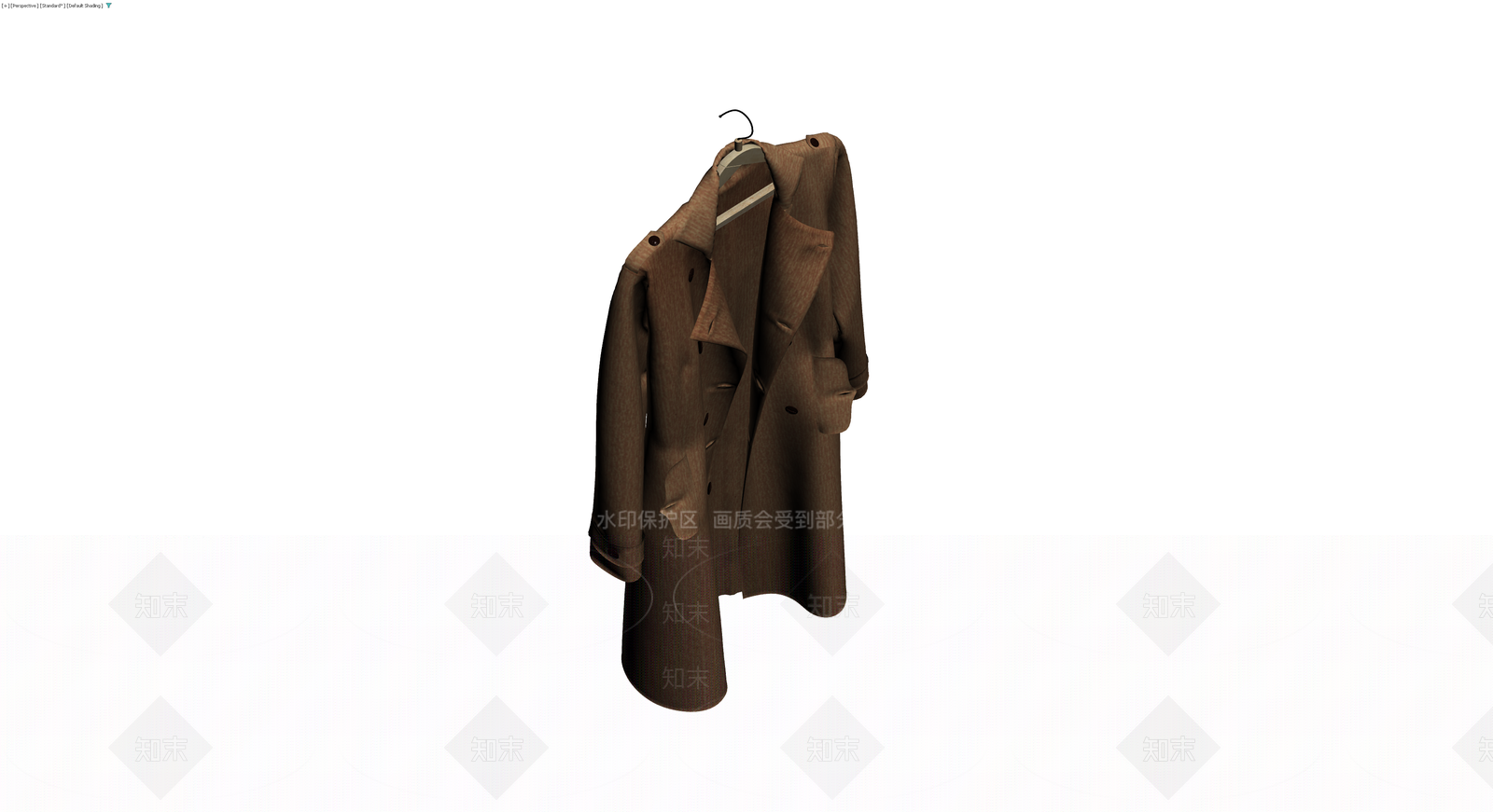 双排扣风衣挂装模型3D模型下载【ID:1230322320】