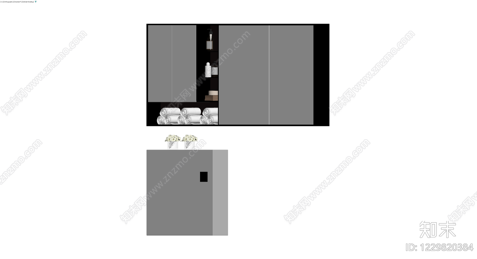 黑色浴室储物柜组合3D模型下载【ID:1229820384】