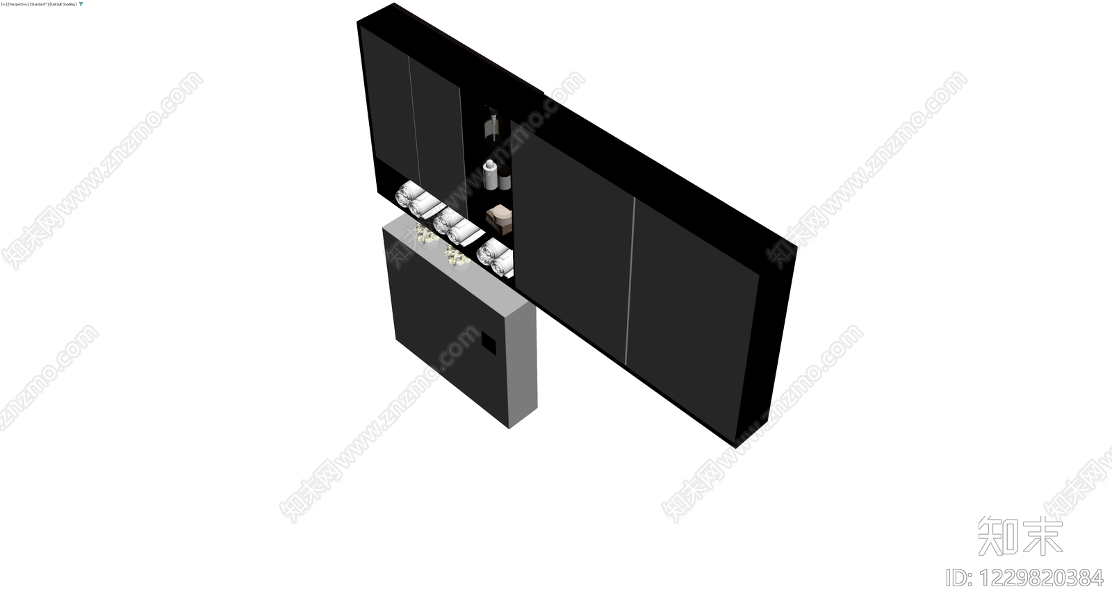 黑色浴室储物柜组合3D模型下载【ID:1229820384】