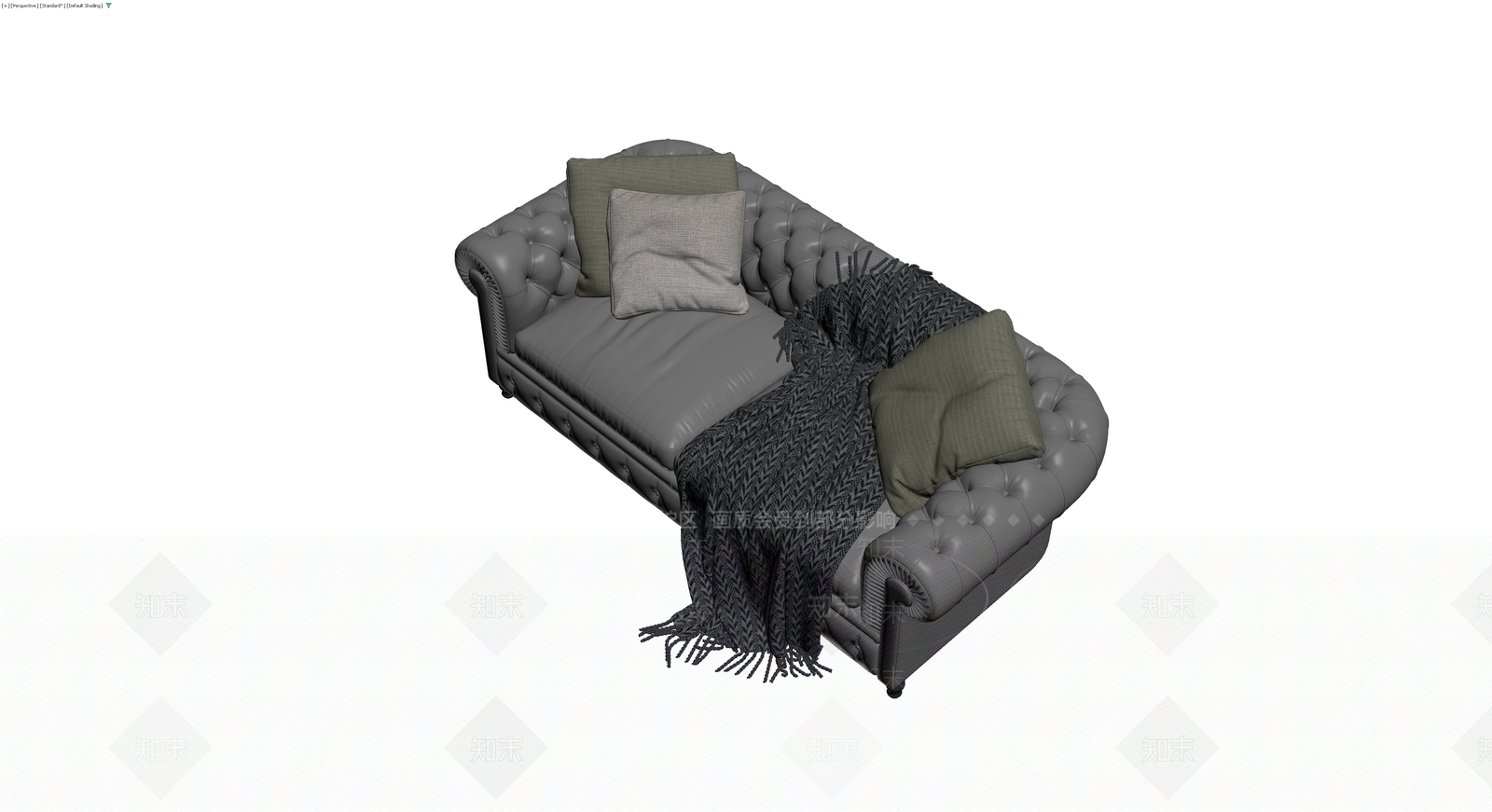 灰色切斯特菲尔德沙发组合3D模型下载【ID:1230387310】