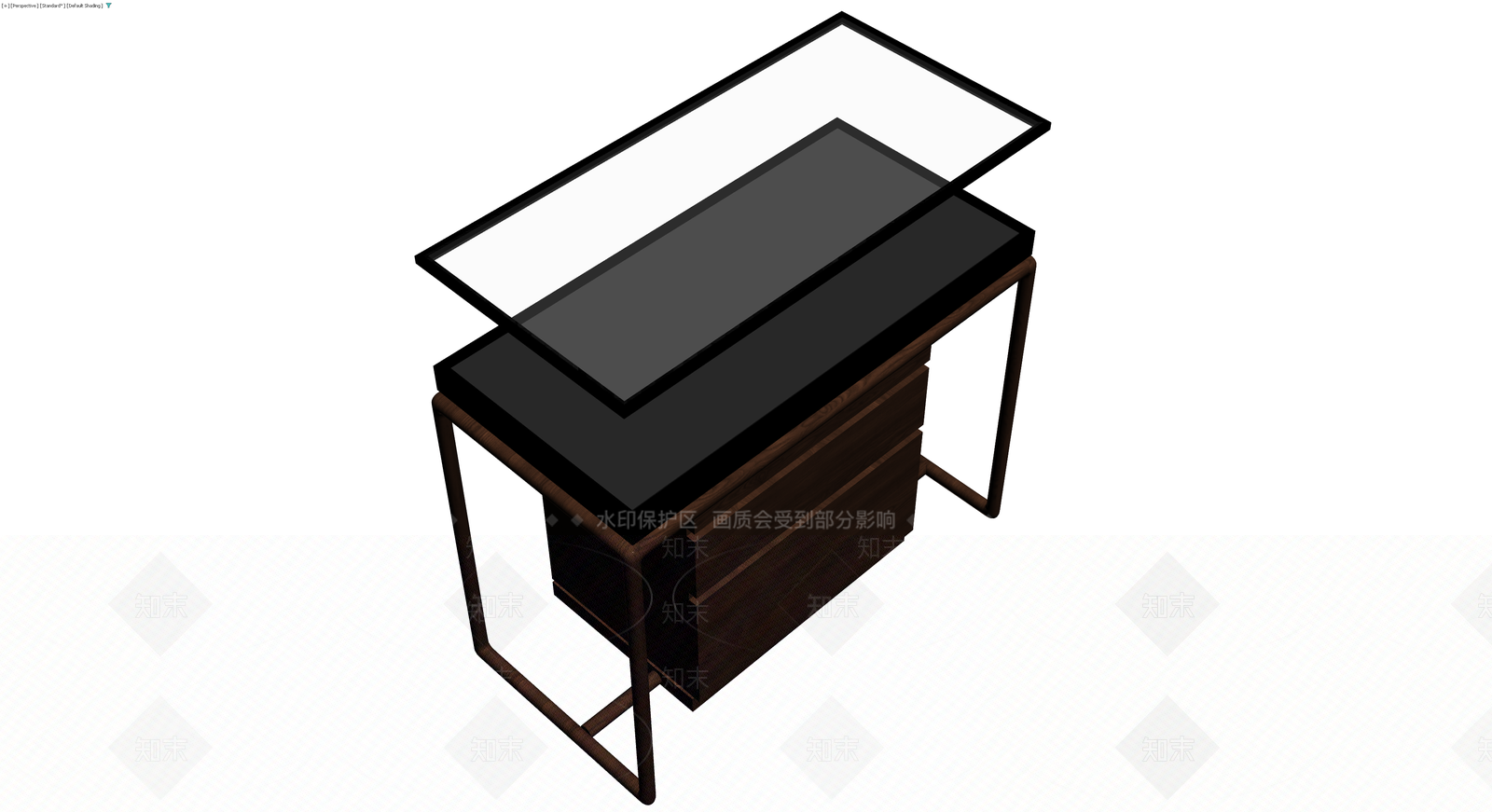 黑框玻璃面木质书桌3D模型下载【ID:1230615234】