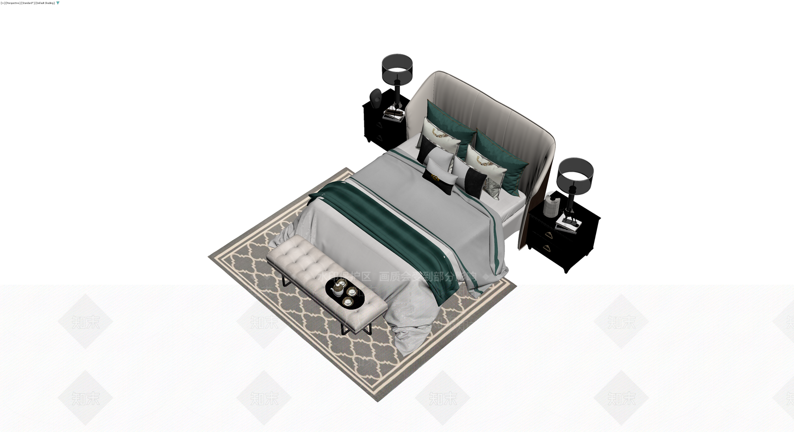 现代风格床具组合3D模型下载【ID:1229978719】
