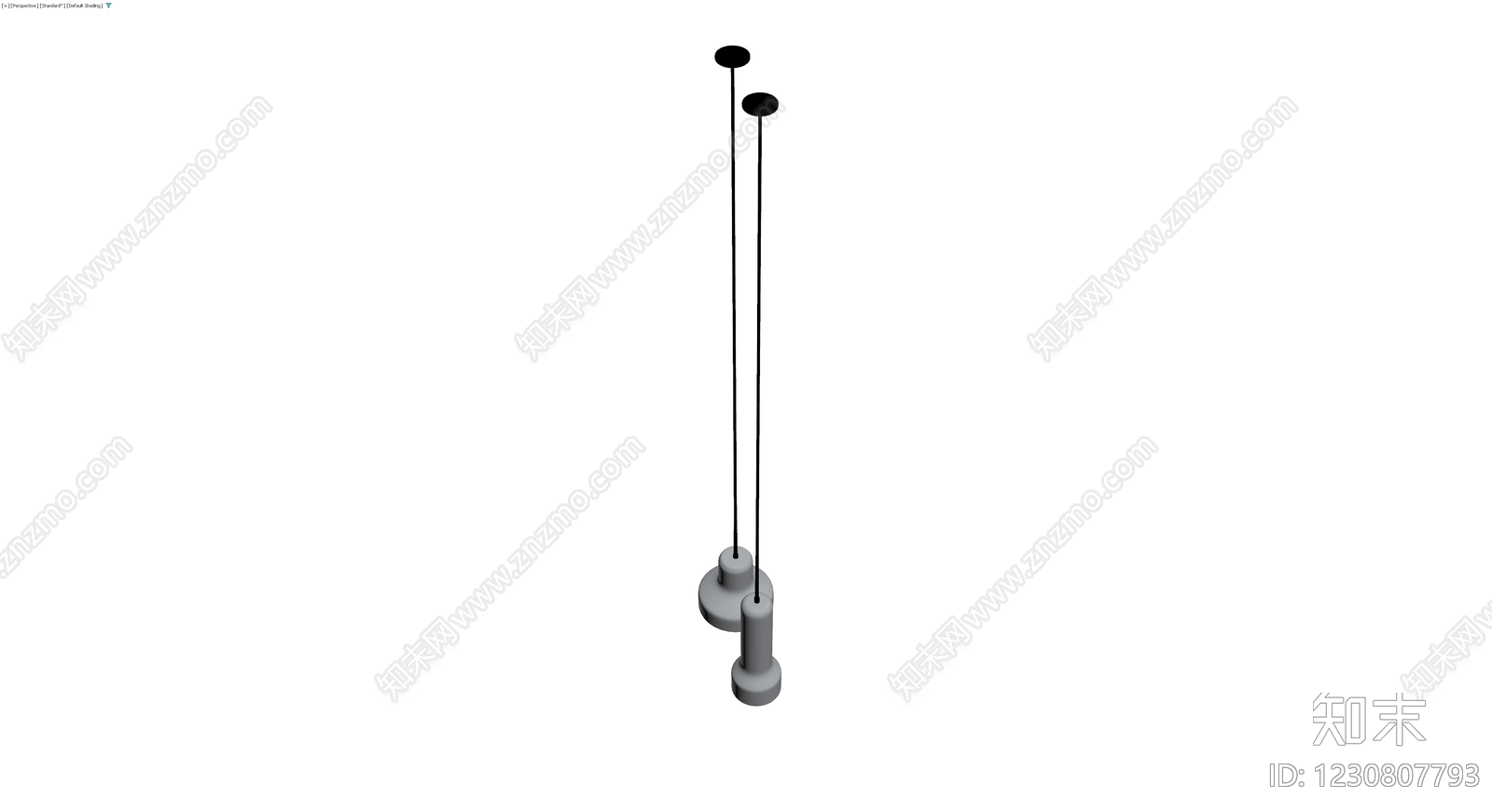 灰色双杆吊灯模型3D模型下载【ID:1230807793】