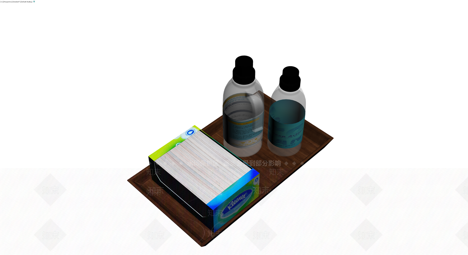 木质托盘与清洁用品组合3D模型下载【ID:1230154624】