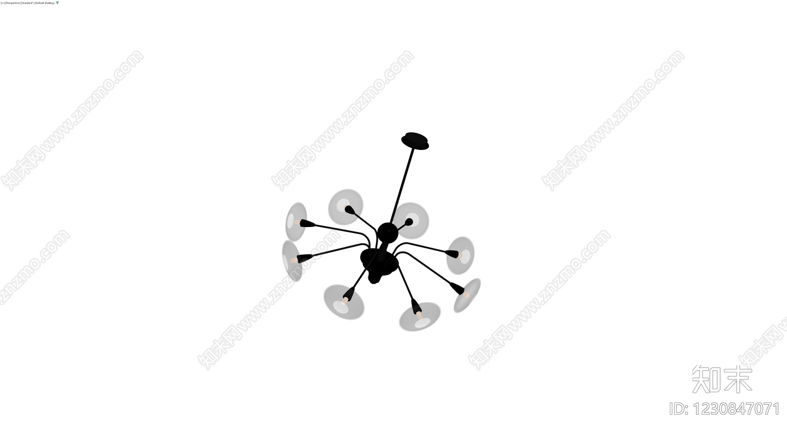 黑色多头吊灯3D模型下载【ID:1230847071】