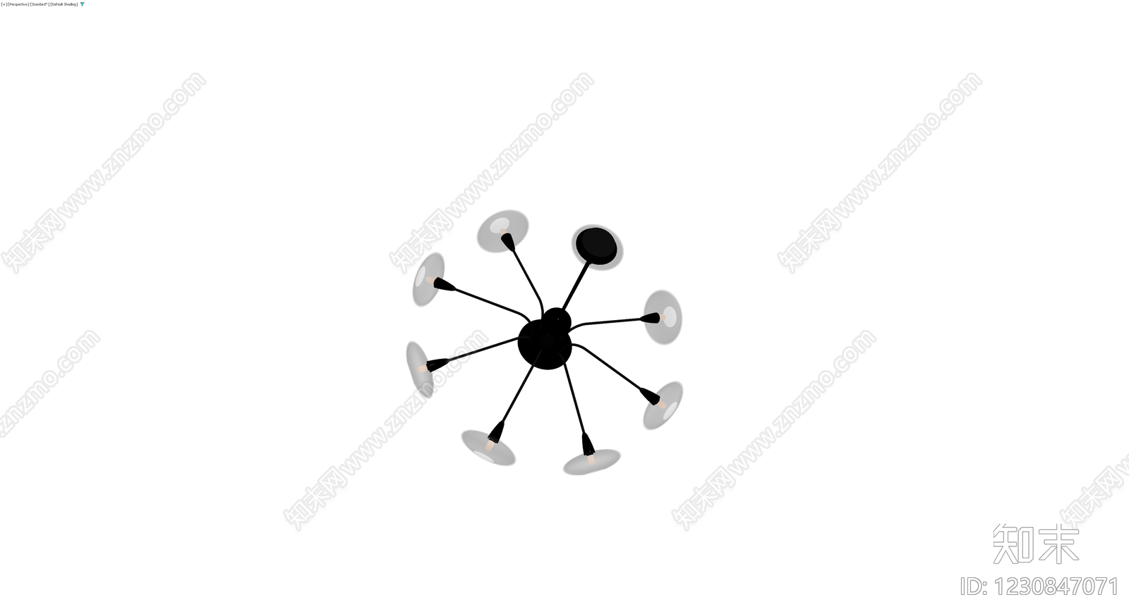 黑色多头吊灯3D模型下载【ID:1230847071】